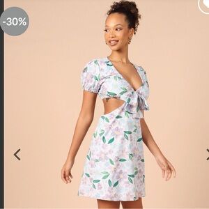 Petal + Pup Adanna Floral tie front cut out mini dress women size small